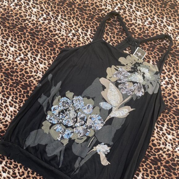 ꧁ floral sequin sleazy tank top ꧂ - Picture 3 of 7